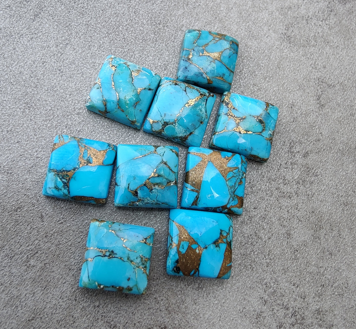 AAA+ QUALITY NATURAL BLUE COPPER TURQUOISE CABOCHON SQUARE SHAPE CALIBRATED GEMSTONES, ALL SIZES AVAILABLE