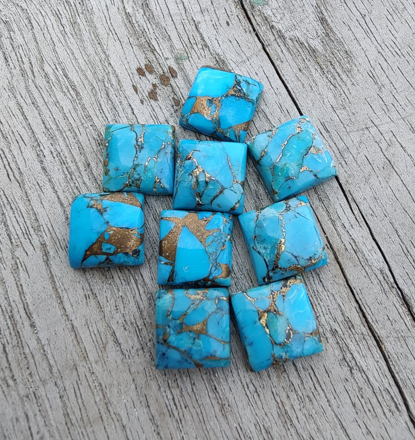 AAA+ QUALITY NATURAL BLUE COPPER TURQUOISE CABOCHON SQUARE SHAPE CALIBRATED GEMSTONES, ALL SIZES AVAILABLE