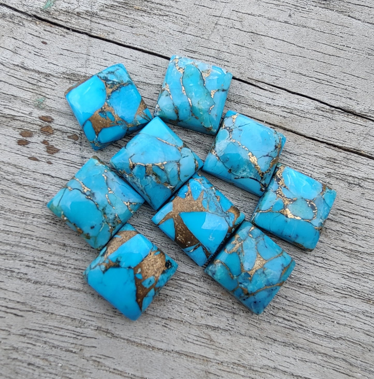 AAA+ QUALITY NATURAL BLUE COPPER TURQUOISE CABOCHON SQUARE SHAPE CALIBRATED GEMSTONES, ALL SIZES AVAILABLE