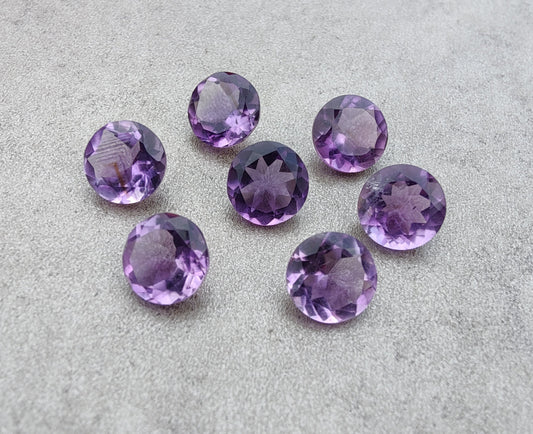 AAA+ QUALITY NATURAL AMETHYST ROUND SHAPE FACETED CUT CALIBRATED GEMSTONES, CUSTOM SIZES AVAILABLE