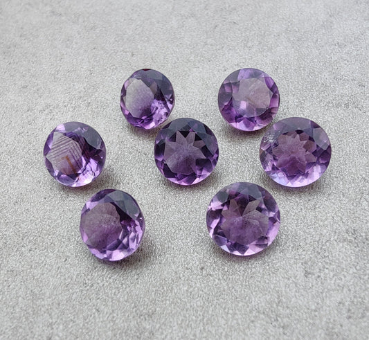 AAA+ QUALITY NATURAL AMETHYST ROUND SHAPE FACETED CUT CALIBRATED GEMSTONES, CUSTOM SIZES AVAILABLE