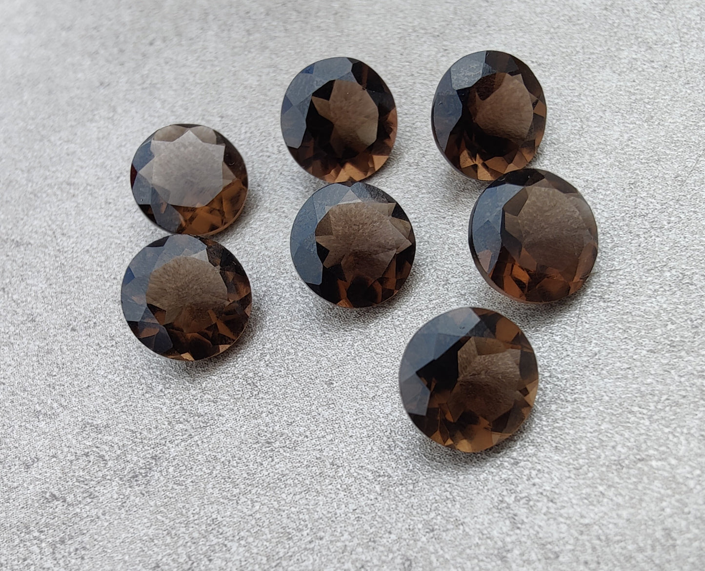 NATURAL SMOKY QUARTZ ROUND SHAPE FACETED CUT TOP GRADE CALIBRATED GEMSTONES, ALL SIZES AVAILABLE