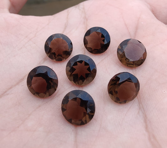 NATURAL SMOKY QUARTZ ROUND SHAPE FACETED CUT TOP GRADE CALIBRATED GEMSTONES, ALL SIZES AVAILABLE