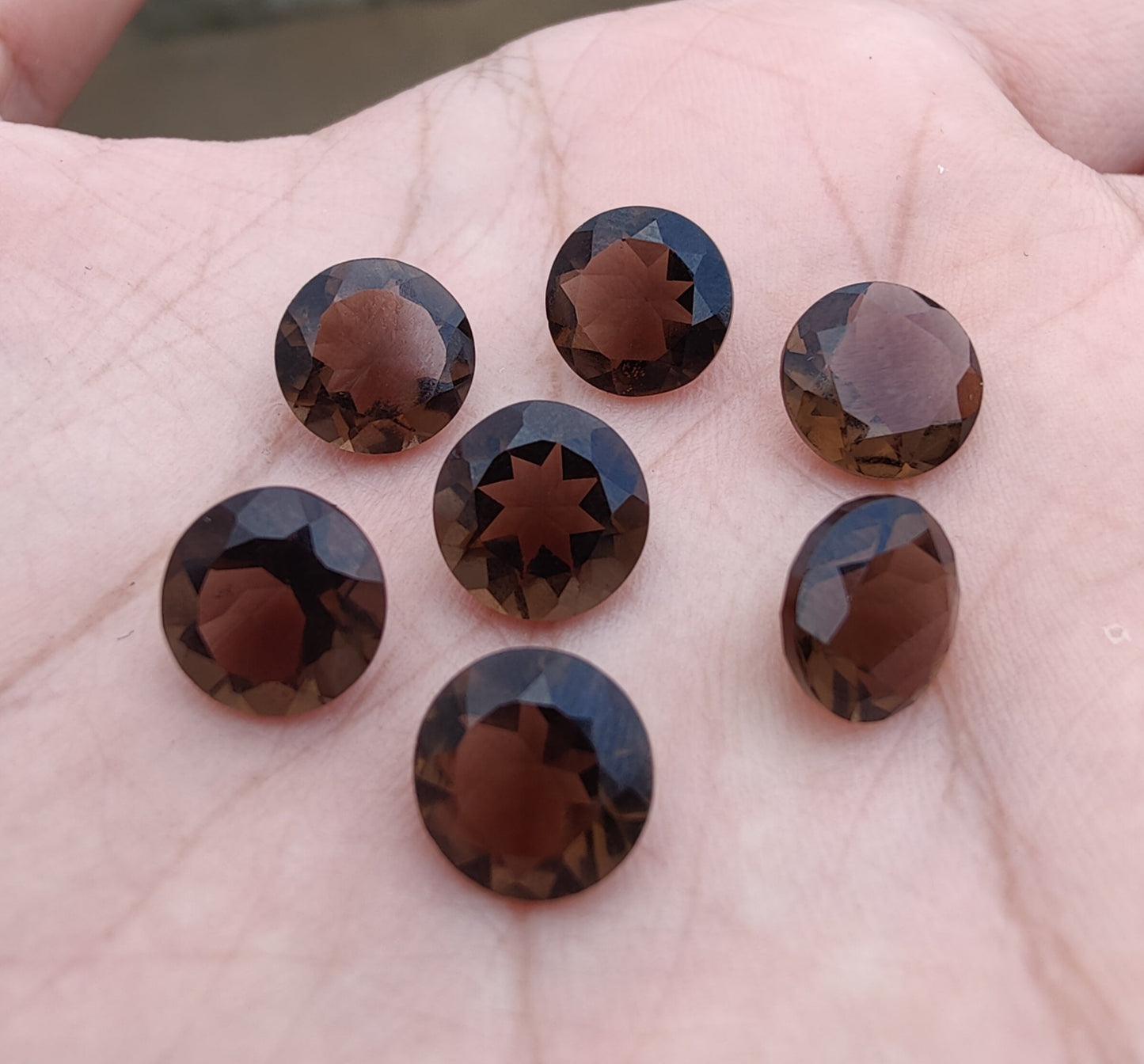 NATURAL SMOKY QUARTZ ROUND SHAPE FACETED CUT TOP GRADE CALIBRATED GEMSTONES, ALL SIZES AVAILABLE