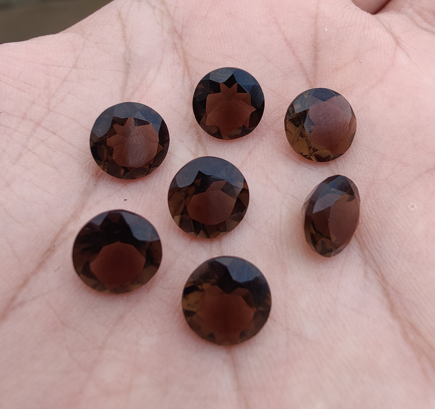 NATURAL SMOKY QUARTZ ROUND SHAPE FACETED CUT TOP GRADE CALIBRATED GEMSTONES, ALL SIZES AVAILABLE