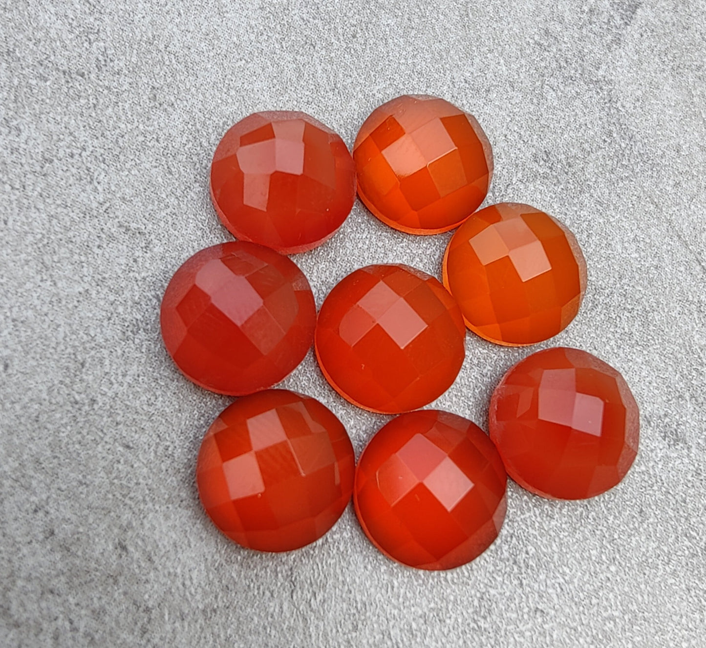 NATURAL CARNELIAN ROUND SHAPE ROSE CUT FLAT BACK CALIBRATED GEMSTONES, ALL SIZES AVAILABLE