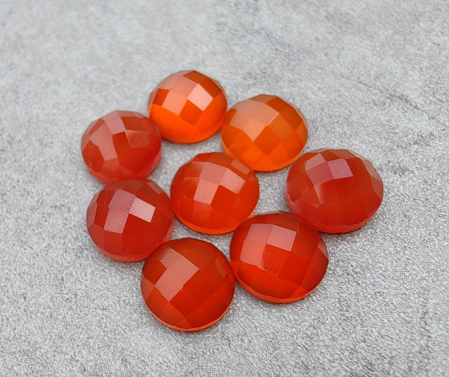 NATURAL CARNELIAN ROUND SHAPE ROSE CUT FLAT BACK CALIBRATED GEMSTONES, ALL SIZES AVAILABLE
