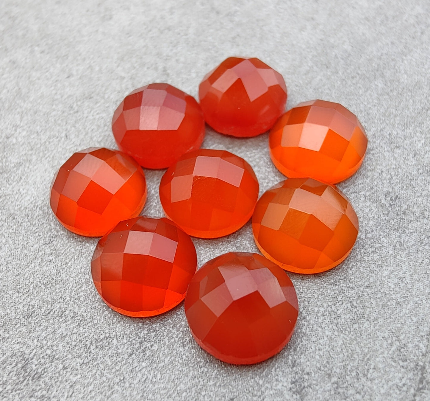 NATURAL CARNELIAN ROUND SHAPE ROSE CUT FLAT BACK CALIBRATED GEMSTONES, ALL SIZES AVAILABLE