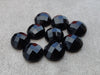 AAA+ QUALITY NATURAL BLACK ONYX ROUND SHAPE CHECKER CUT FLAT BACK CALIBRATED GEMSTONES, ALL SIZES AVAILABLE