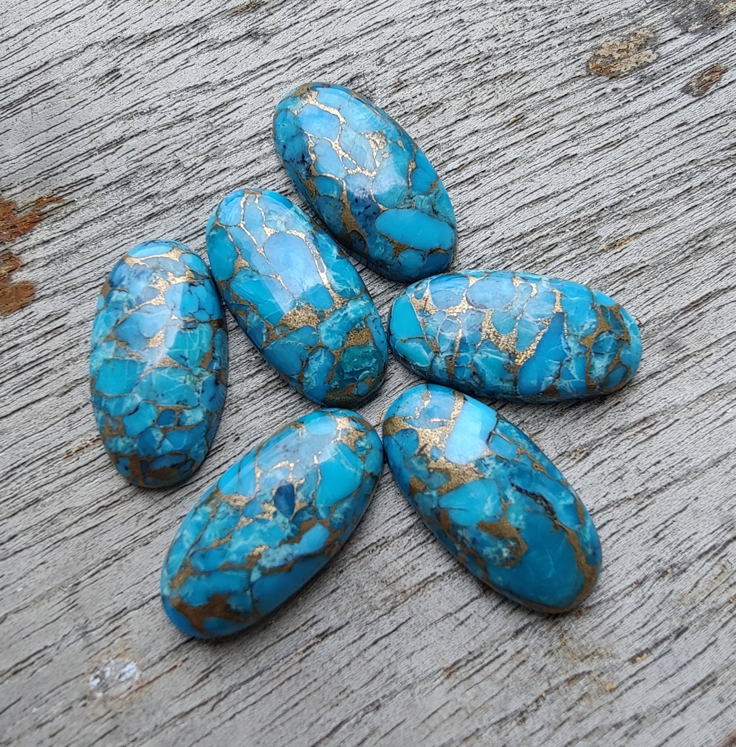 AAA+ QUALITY NATURAL BLUE COPPER TURQUOISE BIG OVAL SHAPE CABOCHON FLAT BACK CALIBRATED GEMSTONES, ALL SIZES AVAILABLE