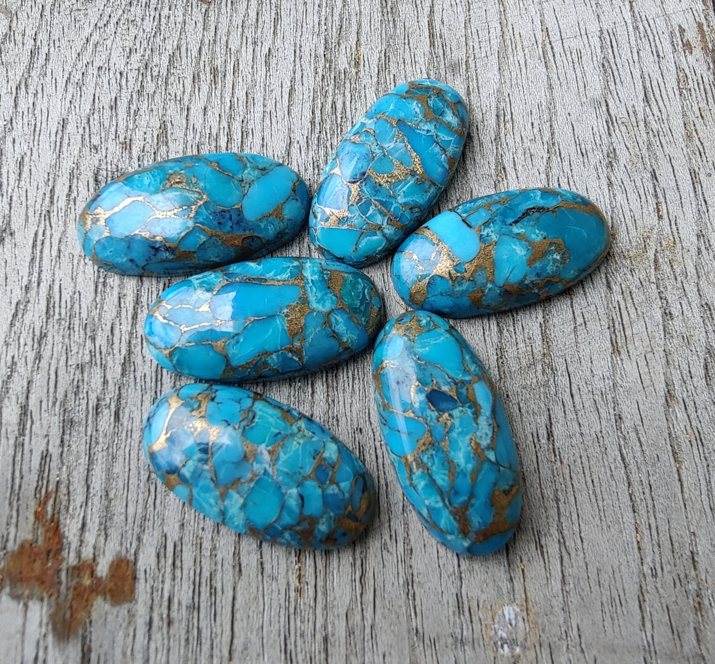 AAA+ QUALITY NATURAL BLUE COPPER TURQUOISE BIG OVAL SHAPE CABOCHON FLAT BACK CALIBRATED GEMSTONES, ALL SIZES AVAILABLE