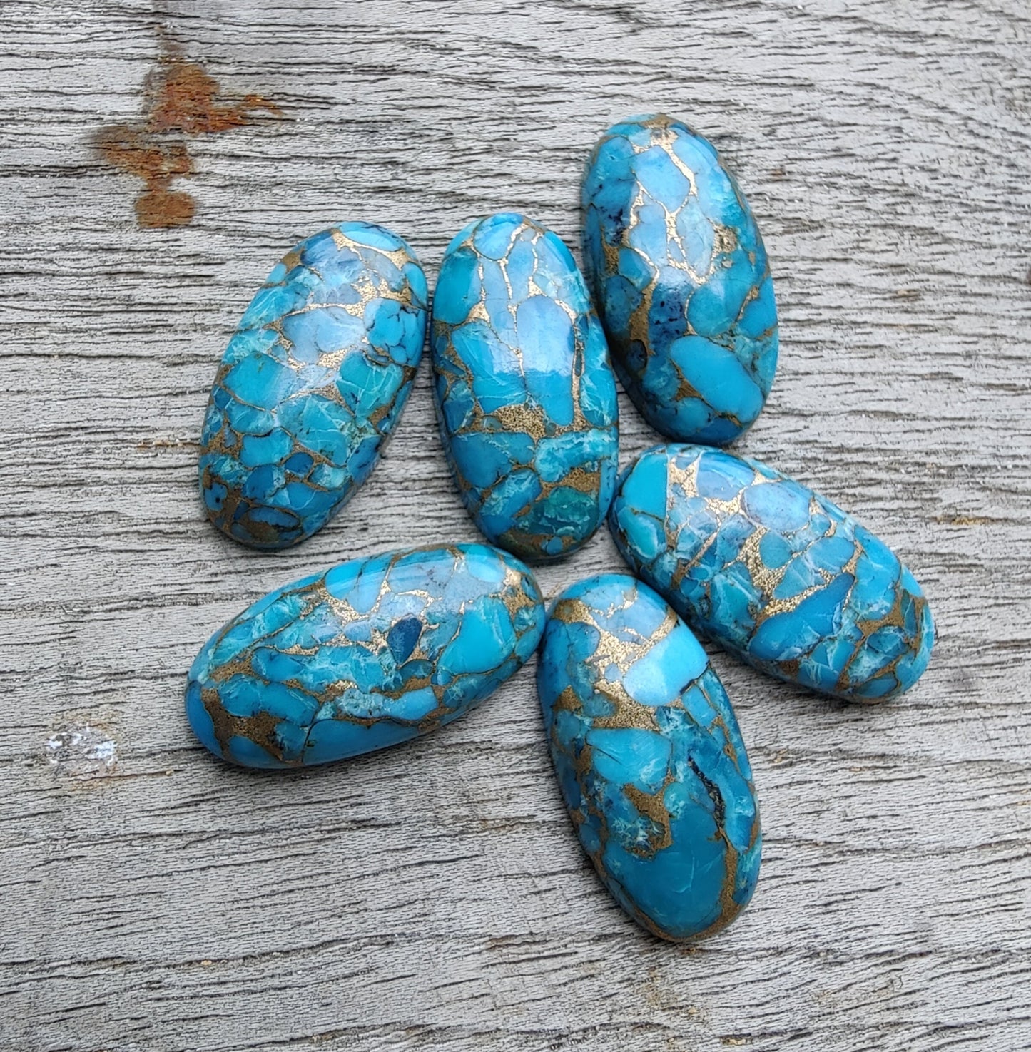 AAA+ QUALITY NATURAL BLUE COPPER TURQUOISE BIG OVAL SHAPE CABOCHON FLAT BACK CALIBRATED GEMSTONES, ALL SIZES AVAILABLE