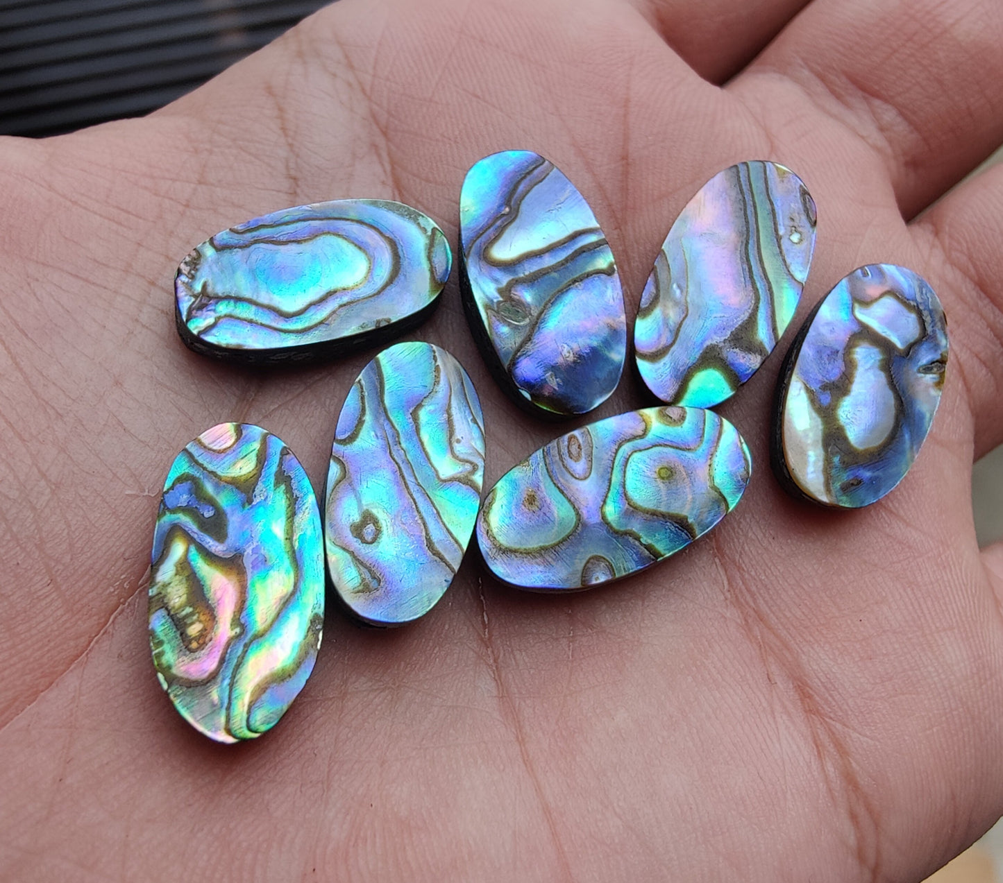 NATURAL ABALONE SHELL CABOCHON FLAT BACK BIG OVAL SHAPE CALIBRATED GEMSTONES, ALL SIZES AVAILABLE
