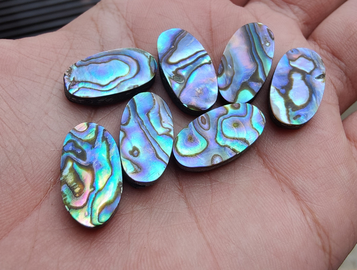 NATURAL ABALONE SHELL CABOCHON FLAT BACK BIG OVAL SHAPE CALIBRATED GEMSTONES, ALL SIZES AVAILABLE
