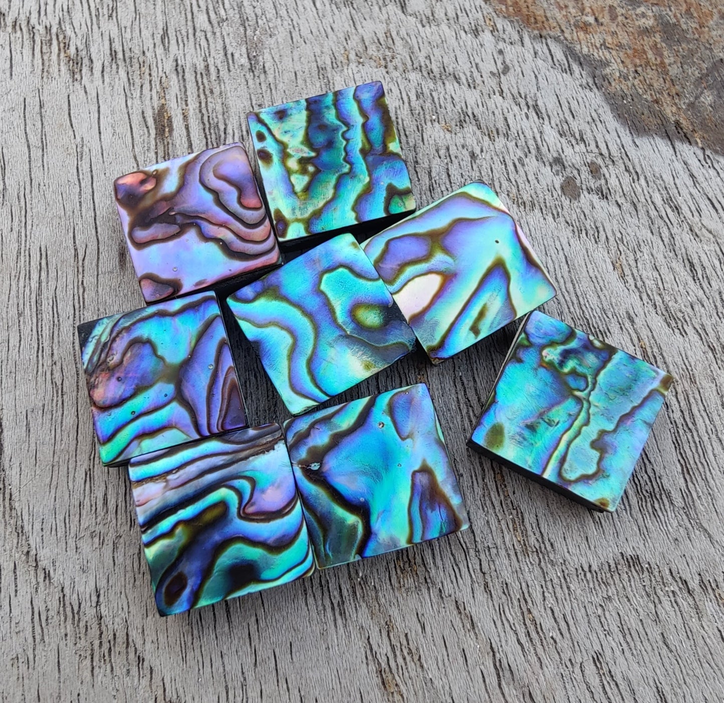 AAA+ QUALITY NATURAL ABALONE SHELL SQUARE SHAPE FLAT BACK CABOCHON CALIBRATED GEMSTONES, ALL SIZES AVAILABLE
