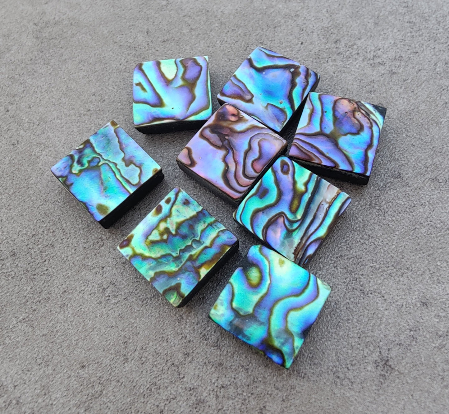 AAA+ QUALITY NATURAL ABALONE SHELL SQUARE SHAPE FLAT BACK CABOCHON CALIBRATED GEMSTONES, ALL SIZES AVAILABLE