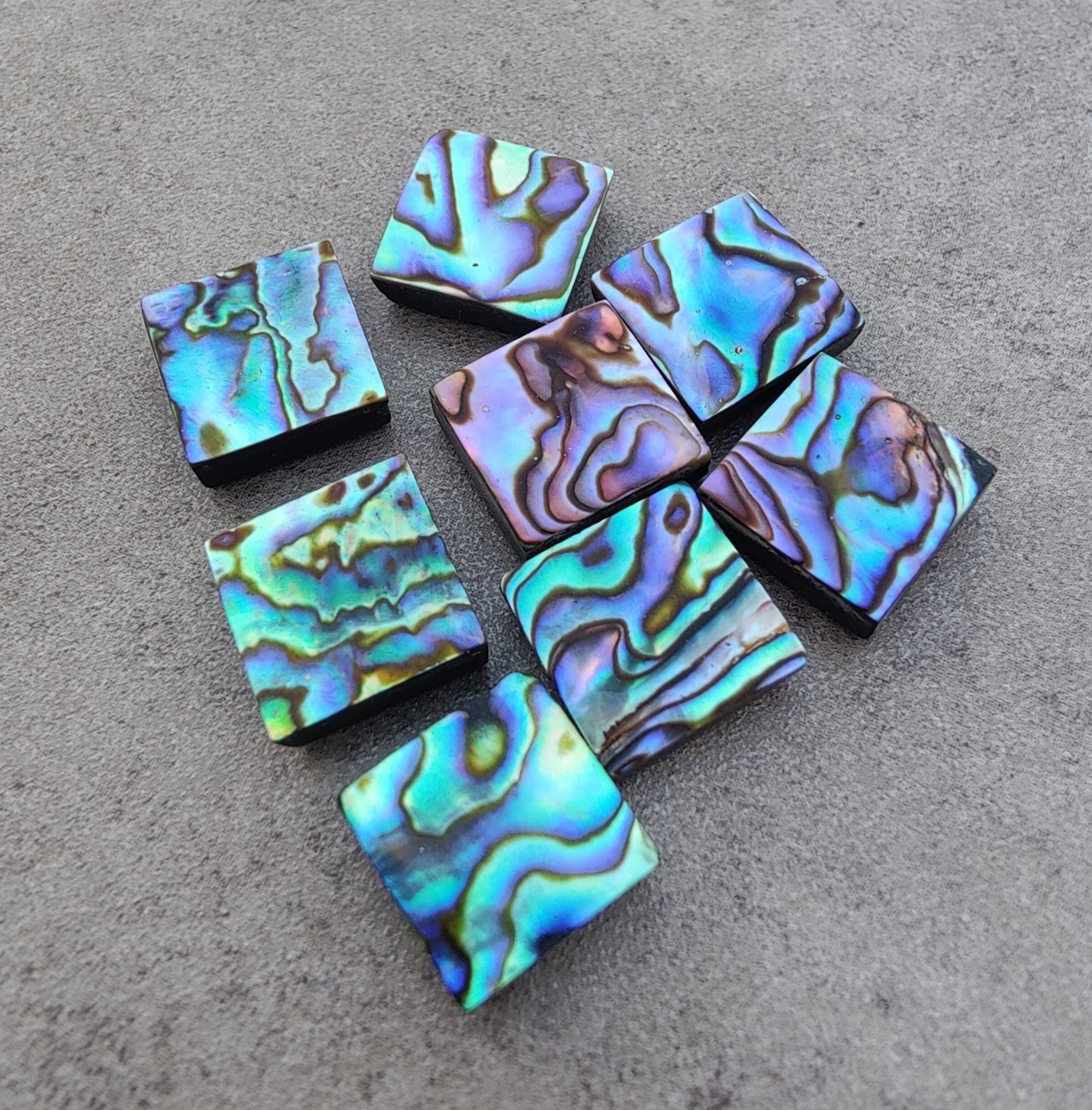 AAA+ QUALITY NATURAL ABALONE SHELL SQUARE SHAPE FLAT BACK CABOCHON CALIBRATED GEMSTONES, ALL SIZES AVAILABLE
