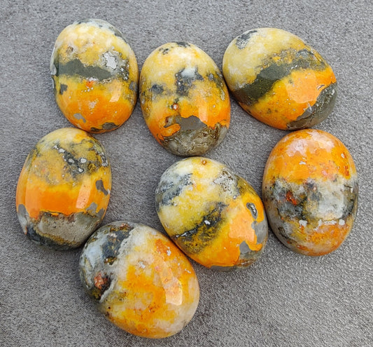 AAA+ QUALITY NATURAL BUMBLEBEE JASPER OVAL SHAPE CABOCHON FLAT BACK CALIRATED GEMSTONES, ALL SIZES AVAILABLE