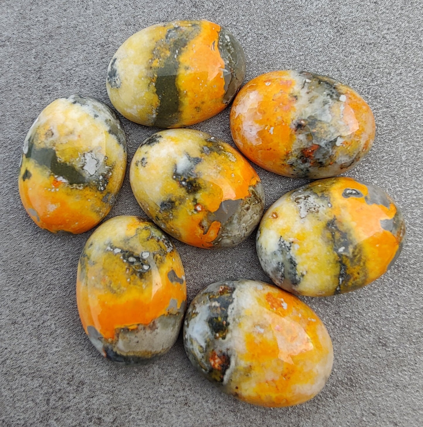 AAA+ QUALITY NATURAL BUMBLEBEE JASPER OVAL SHAPE CABOCHON FLAT BACK CALIRATED GEMSTONES, ALL SIZES AVAILABLE