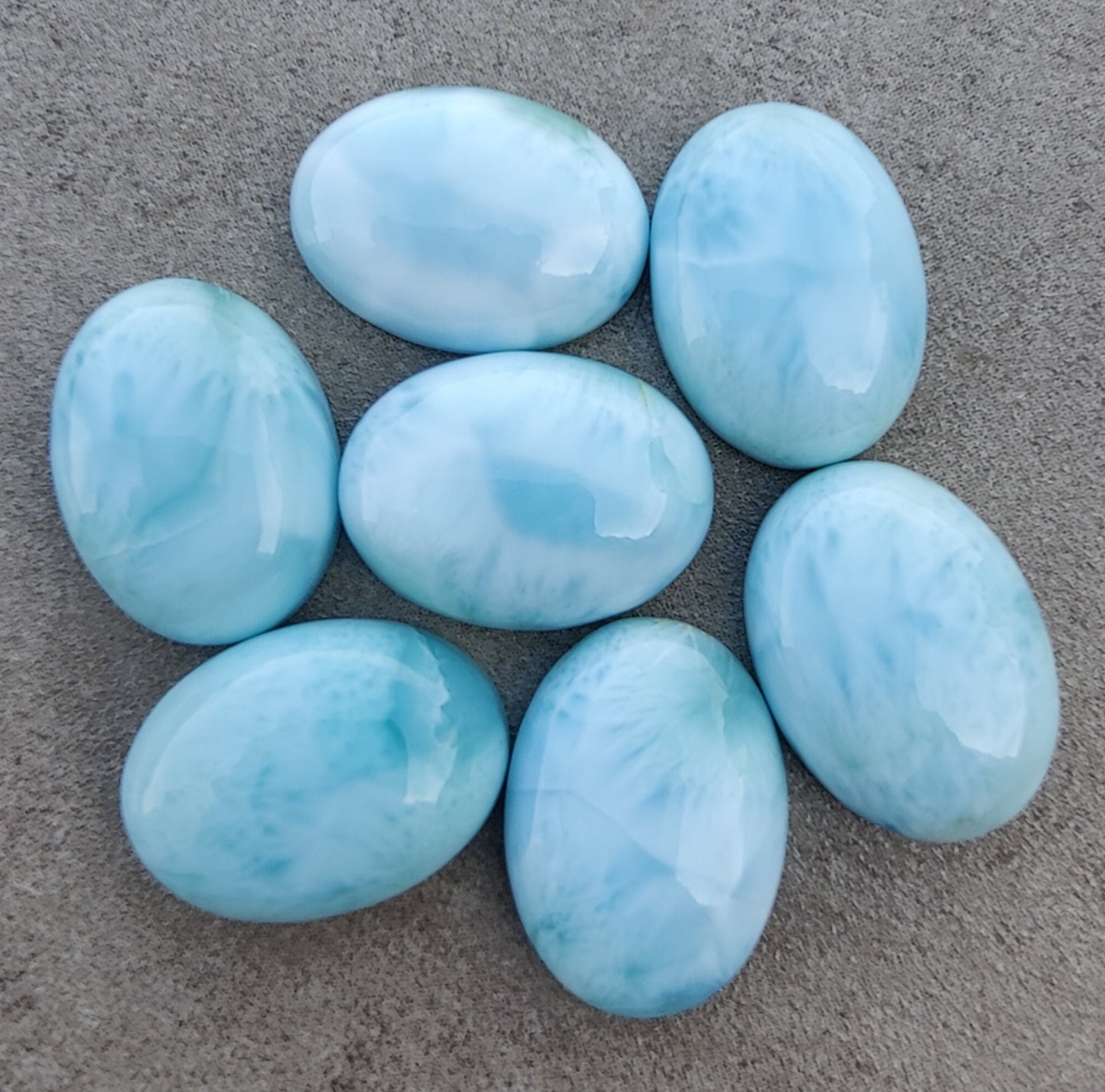 AAA+ QUALITY NATURAL LARIMAR OVAL SHAPE CABOCHON FLAT BACK CALIBRATED WHOLESALE GEMSTONES, ALL SIZES AVAILABLE