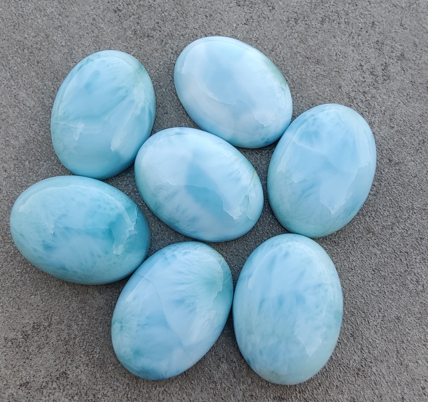 AAA+ QUALITY NATURAL LARIMAR OVAL SHAPE CABOCHON FLAT BACK CALIBRATED WHOLESALE GEMSTONES, ALL SIZES AVAILABLE