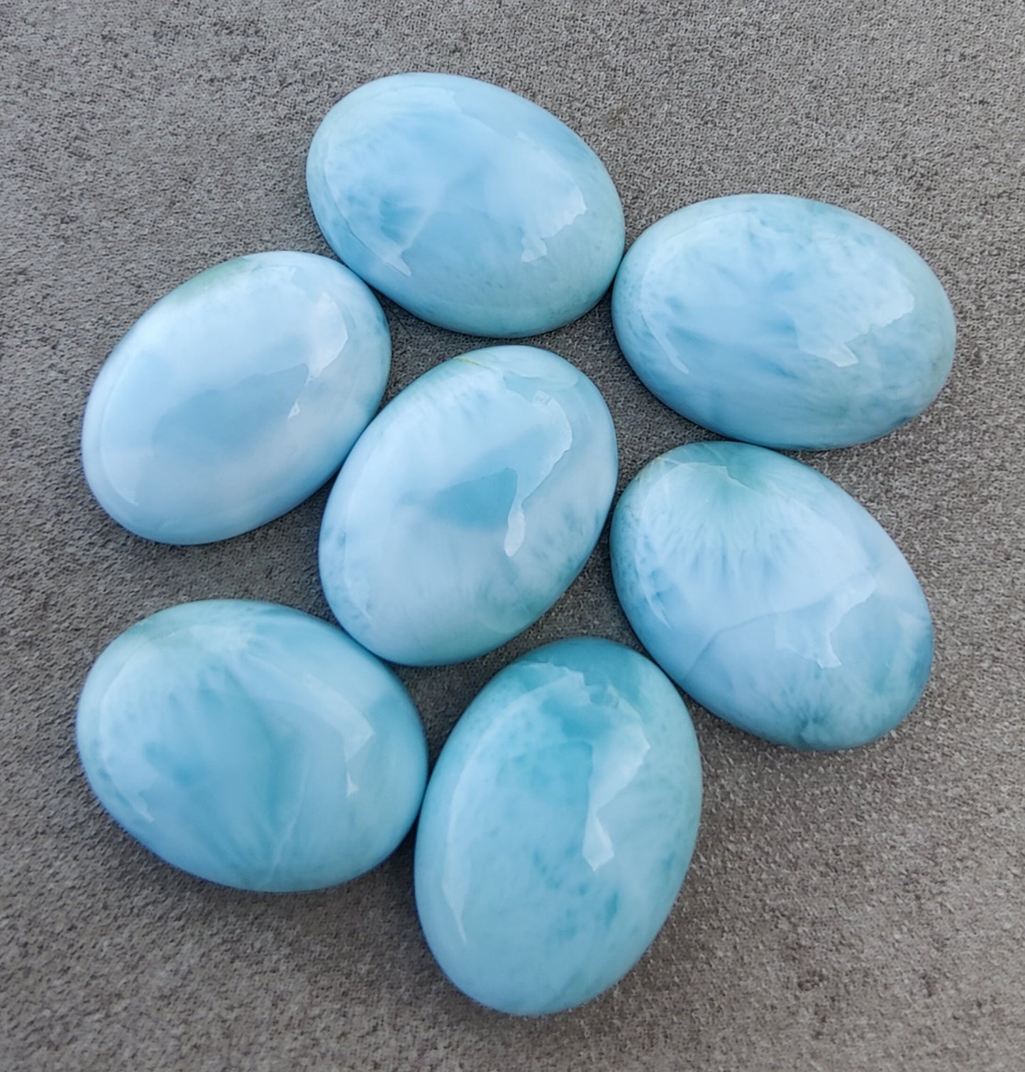 AAA+ QUALITY NATURAL LARIMAR OVAL SHAPE CABOCHON FLAT BACK CALIBRATED WHOLESALE GEMSTONES, ALL SIZES AVAILABLE