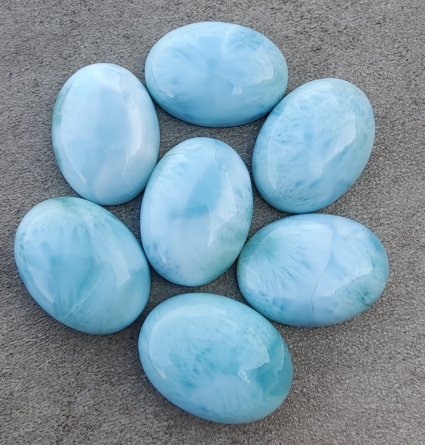 AAA+ QUALITY NATURAL LARIMAR OVAL SHAPE CABOCHON FLAT BACK CALIBRATED WHOLESALE GEMSTONES, ALL SIZES AVAILABLE