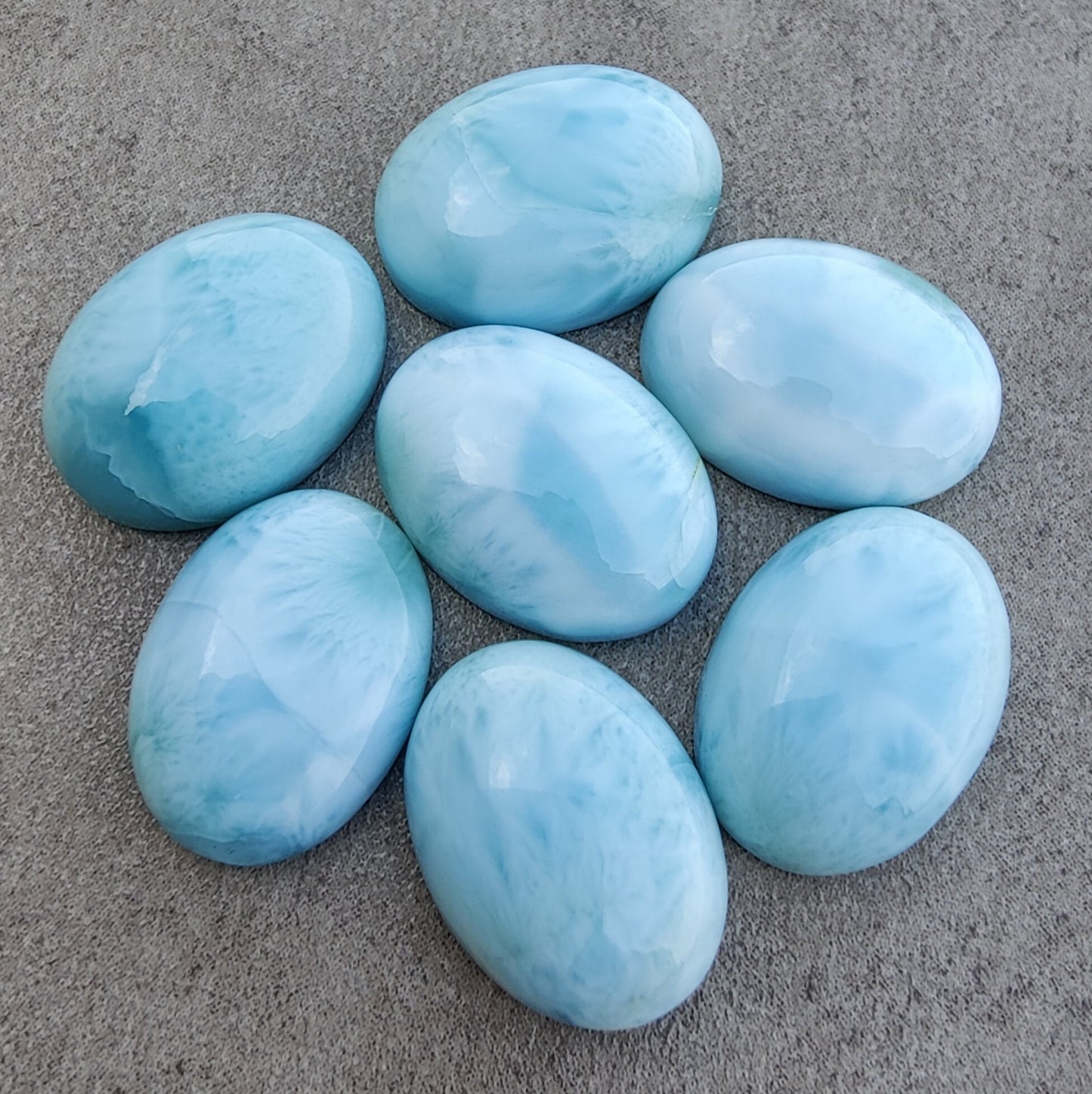AAA+ QUALITY NATURAL LARIMAR OVAL SHAPE CABOCHON FLAT BACK CALIBRATED WHOLESALE GEMSTONES, ALL SIZES AVAILABLE