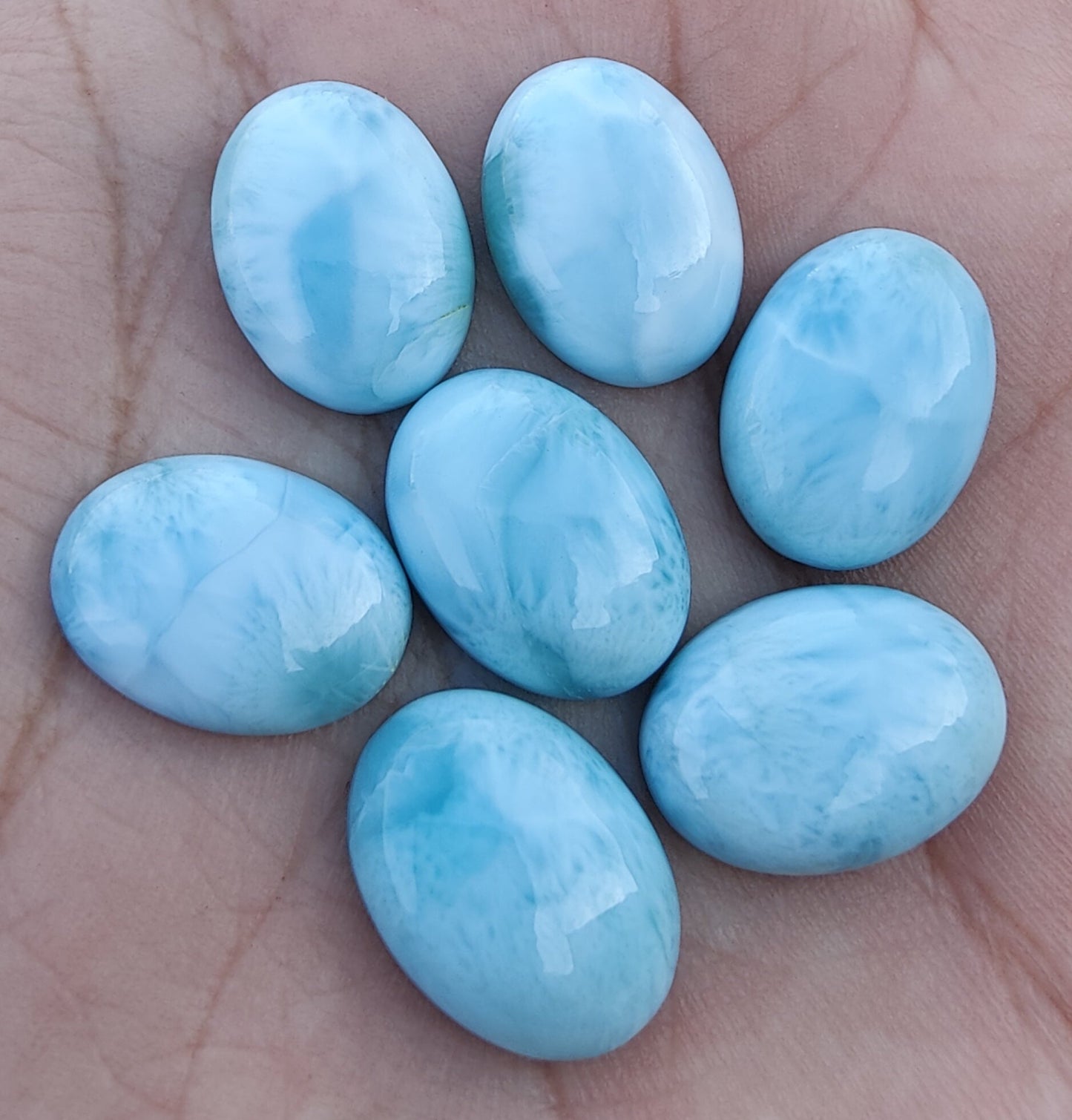 AAA+ QUALITY NATURAL LARIMAR OVAL SHAPE CABOCHON FLAT BACK CALIBRATED WHOLESALE GEMSTONES, ALL SIZES AVAILABLE