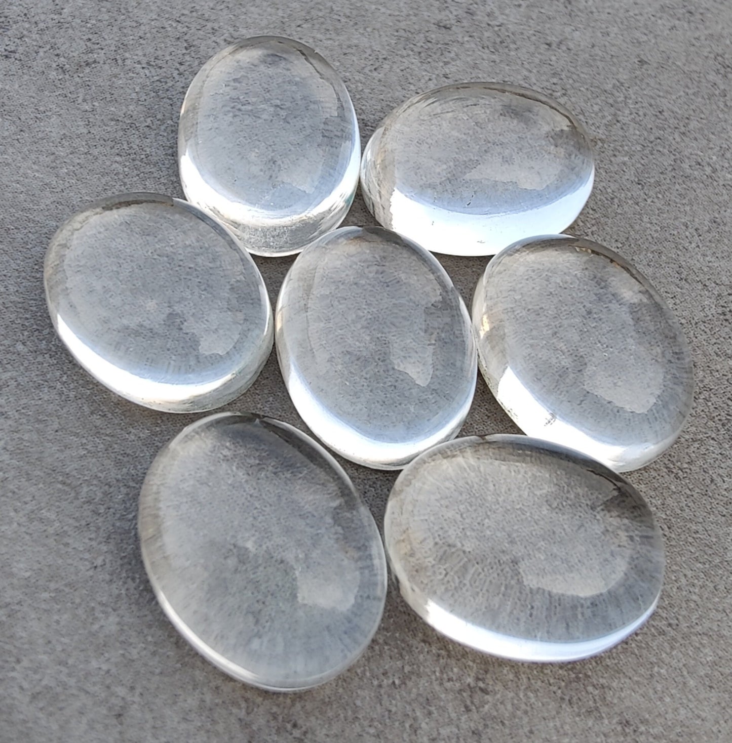 TOP QUALITY NATURAL CRYSTAL QUARTZ OVAL SHAPE CABOCHON FLAT BACK CALIBRATED GEMSTONES, ALL SIZES AVAILABLE