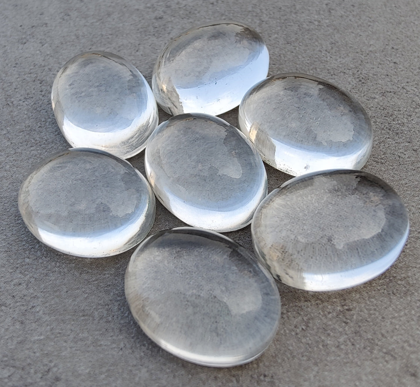 TOP QUALITY NATURAL CRYSTAL QUARTZ OVAL SHAPE CABOCHON FLAT BACK CALIBRATED GEMSTONES, ALL SIZES AVAILABLE