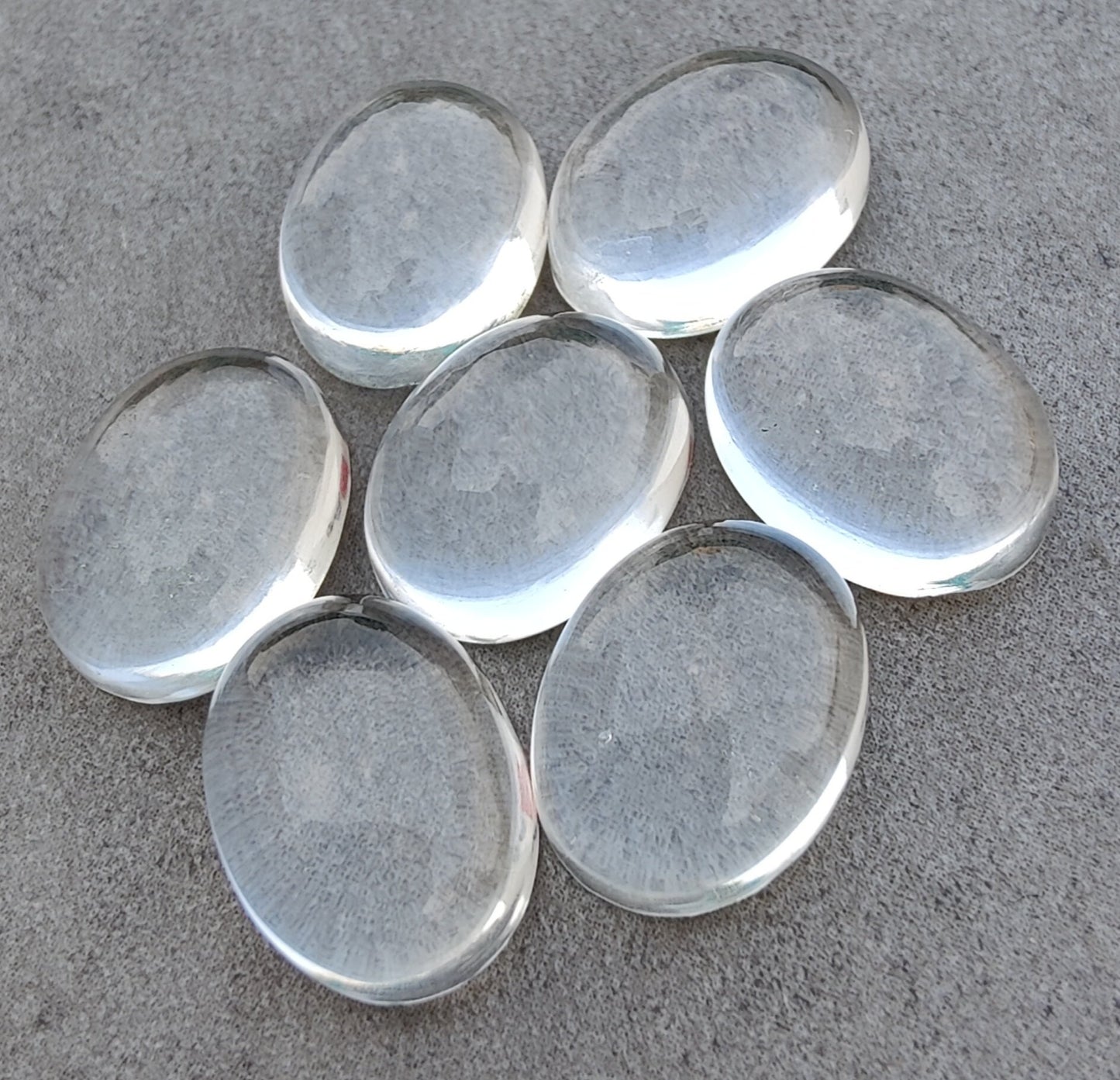 TOP QUALITY NATURAL CRYSTAL QUARTZ OVAL SHAPE CABOCHON FLAT BACK CALIBRATED GEMSTONES, ALL SIZES AVAILABLE