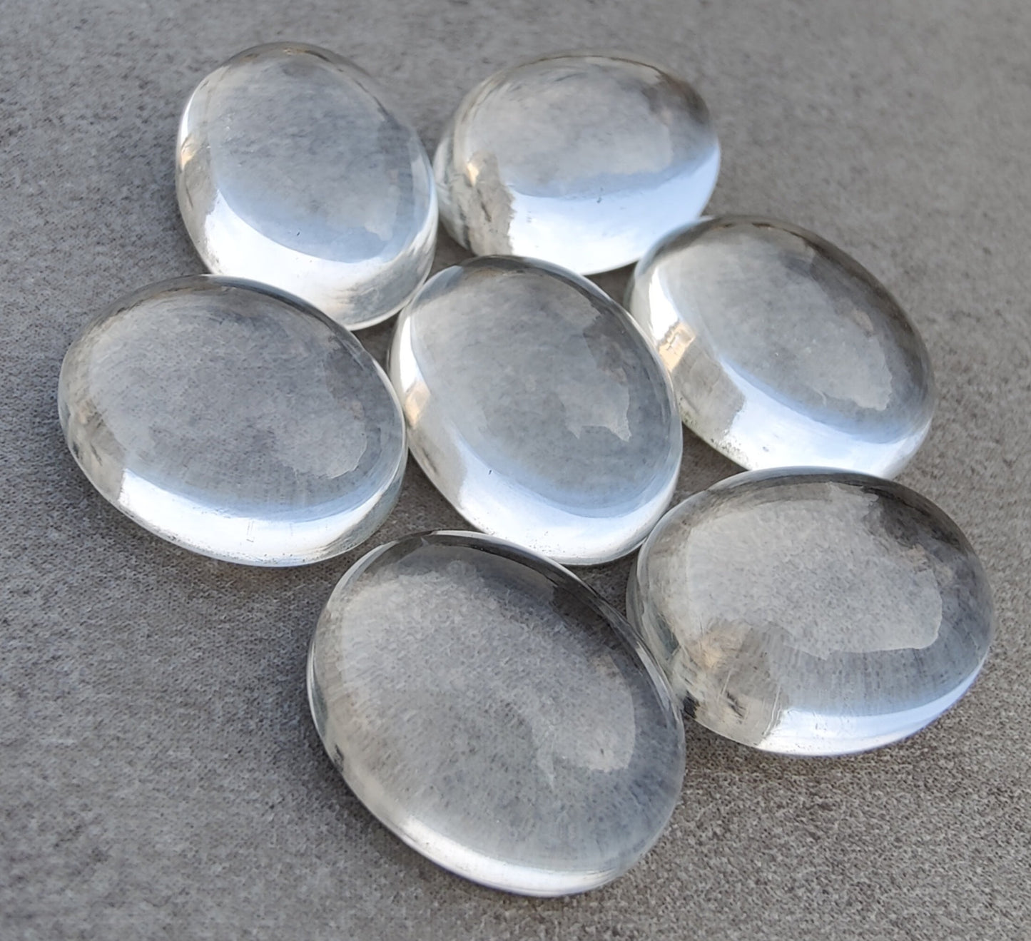 TOP QUALITY NATURAL CRYSTAL QUARTZ OVAL SHAPE CABOCHON FLAT BACK CALIBRATED GEMSTONES, ALL SIZES AVAILABLE