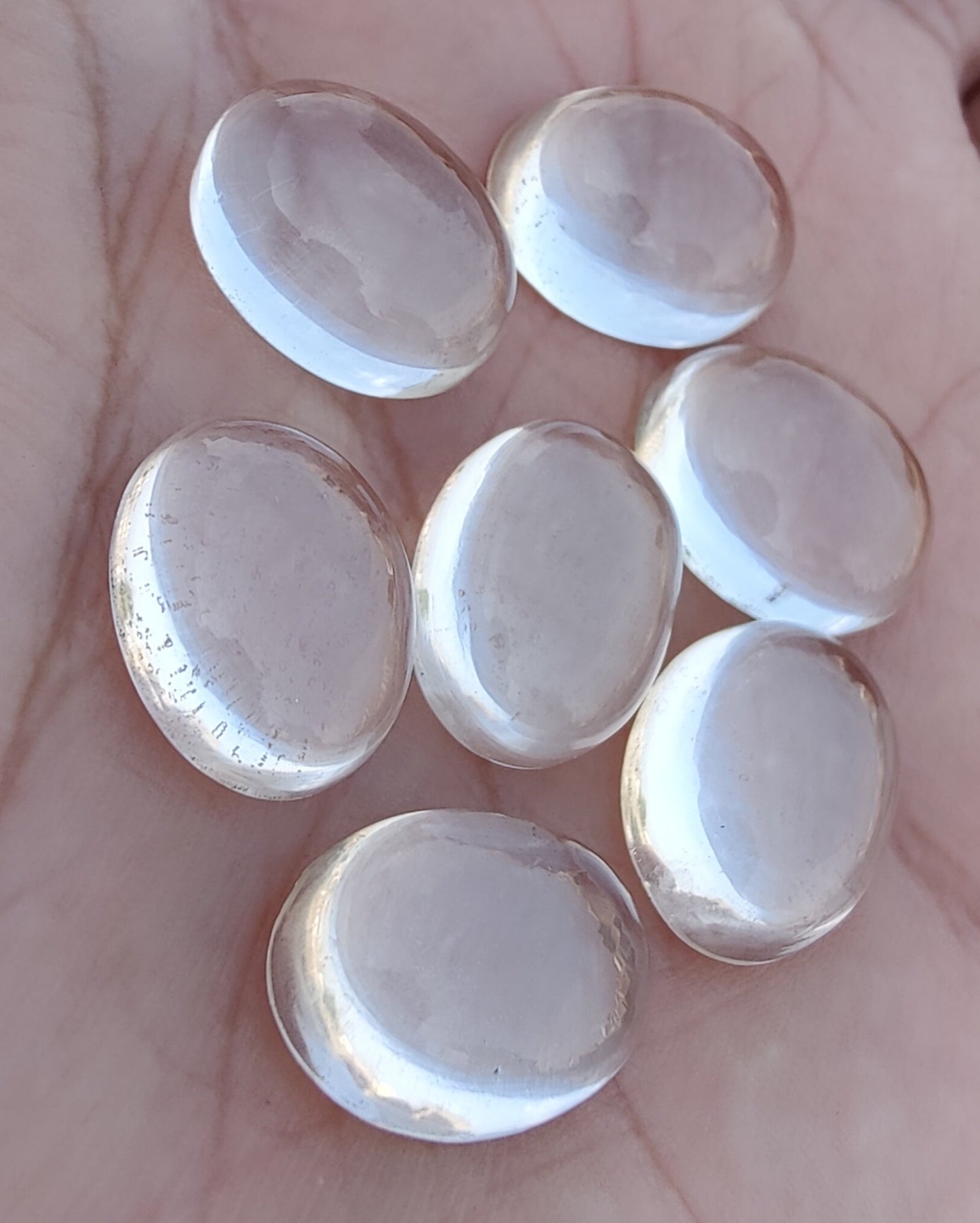TOP QUALITY NATURAL CRYSTAL QUARTZ OVAL SHAPE CABOCHON FLAT BACK CALIBRATED GEMSTONES, ALL SIZES AVAILABLE