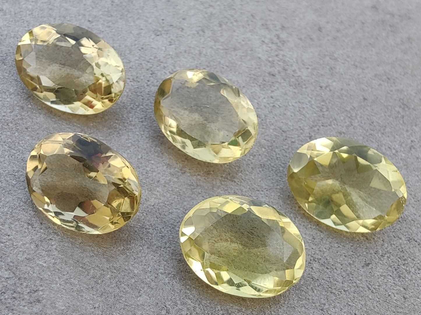 AAA+ QUALITY NATURAL LEMON QUARTZ OVAL SHAPE FACETED CUT FLAT BACK CALIBRATED WHOLESALE GEMSTONES, ALL SIZES AVAILABLE