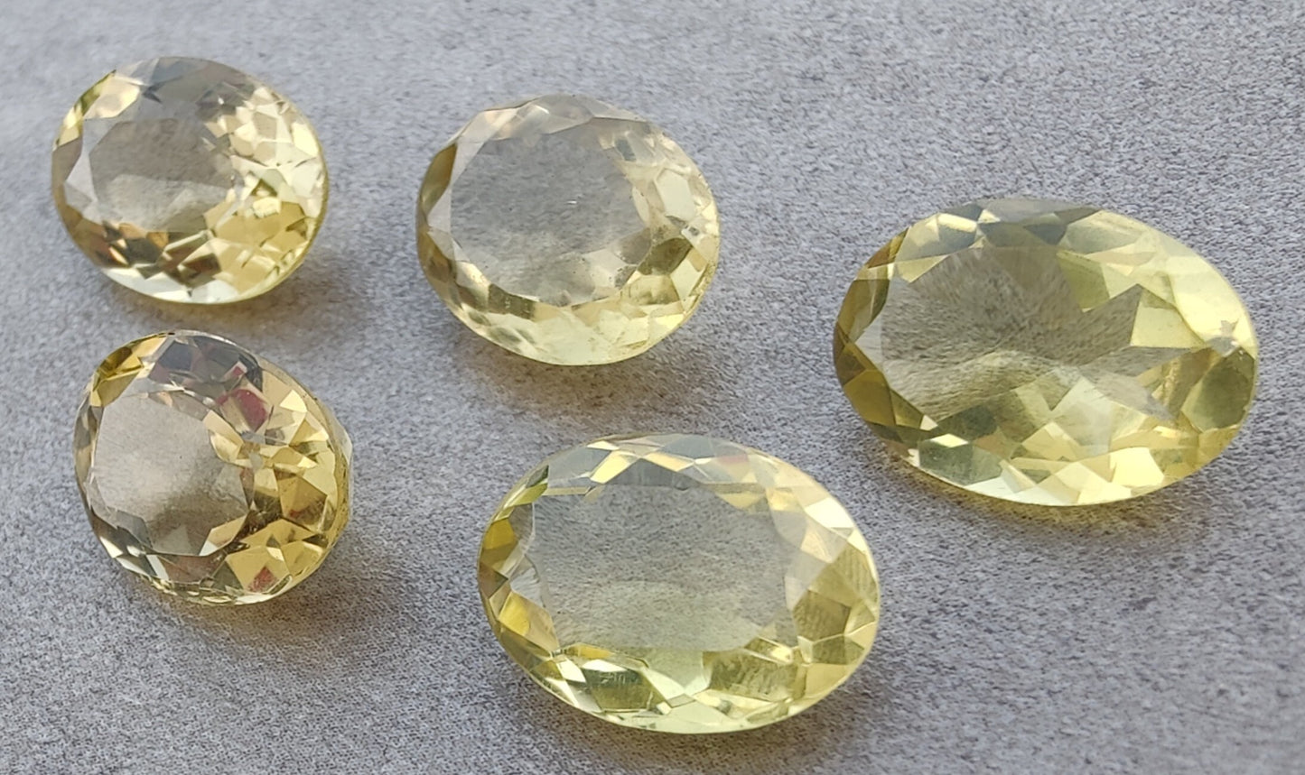 AAA+ QUALITY NATURAL LEMON QUARTZ OVAL SHAPE FACETED CUT FLAT BACK CALIBRATED WHOLESALE GEMSTONES, ALL SIZES AVAILABLE