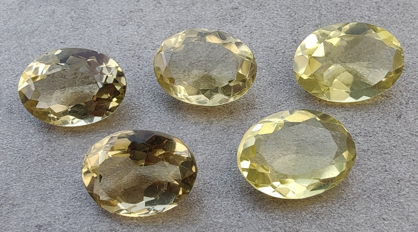 AAA+ QUALITY NATURAL LEMON QUARTZ OVAL SHAPE FACETED CUT FLAT BACK CALIBRATED WHOLESALE GEMSTONES, ALL SIZES AVAILABLE