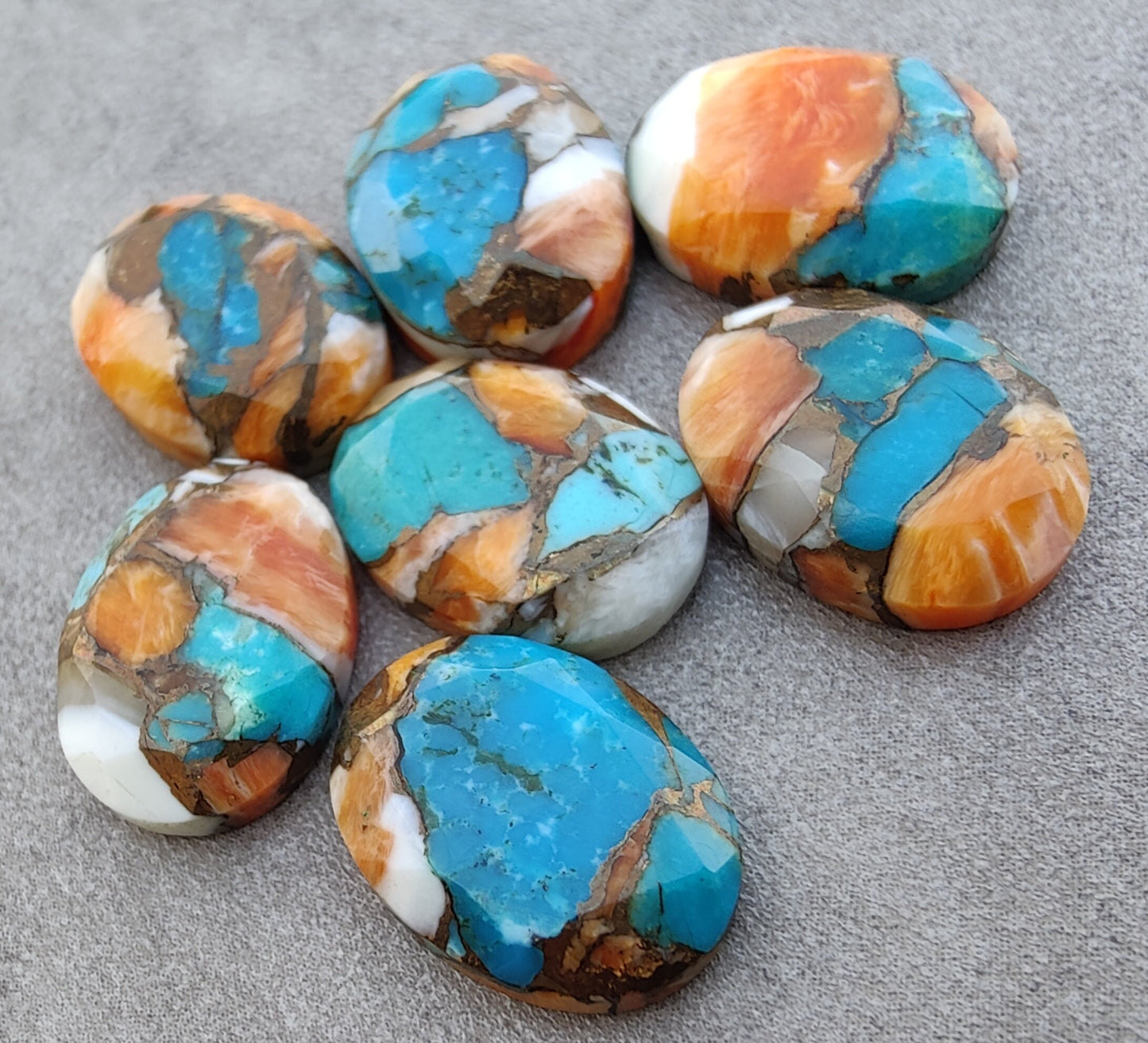 AAA+ QUALITY NATURAL OYSTER TURQUOISE OVAL SHAPE FACETED CUT FLAT BACK CALIBRATED WHOLESALE GEMSTONES, ALL SIZES AVAILABLE