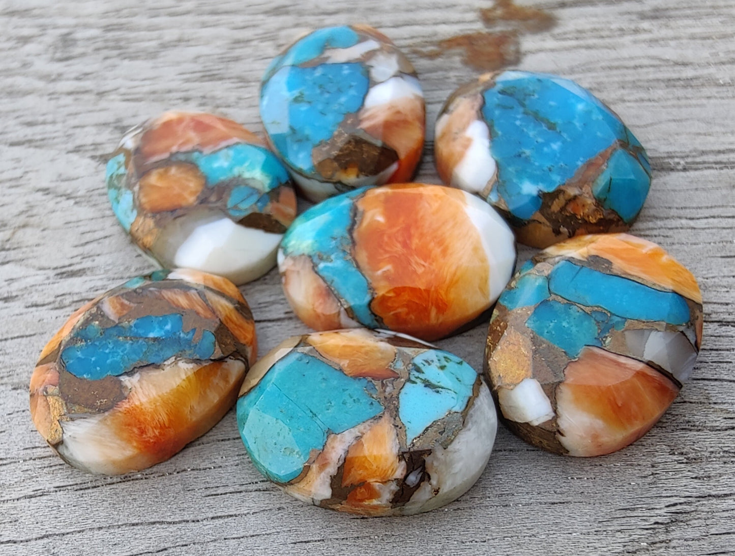 AAA+ QUALITY NATURAL OYSTER TURQUOISE OVAL SHAPE FACETED CUT FLAT BACK CALIBRATED WHOLESALE GEMSTONES, ALL SIZES AVAILABLE