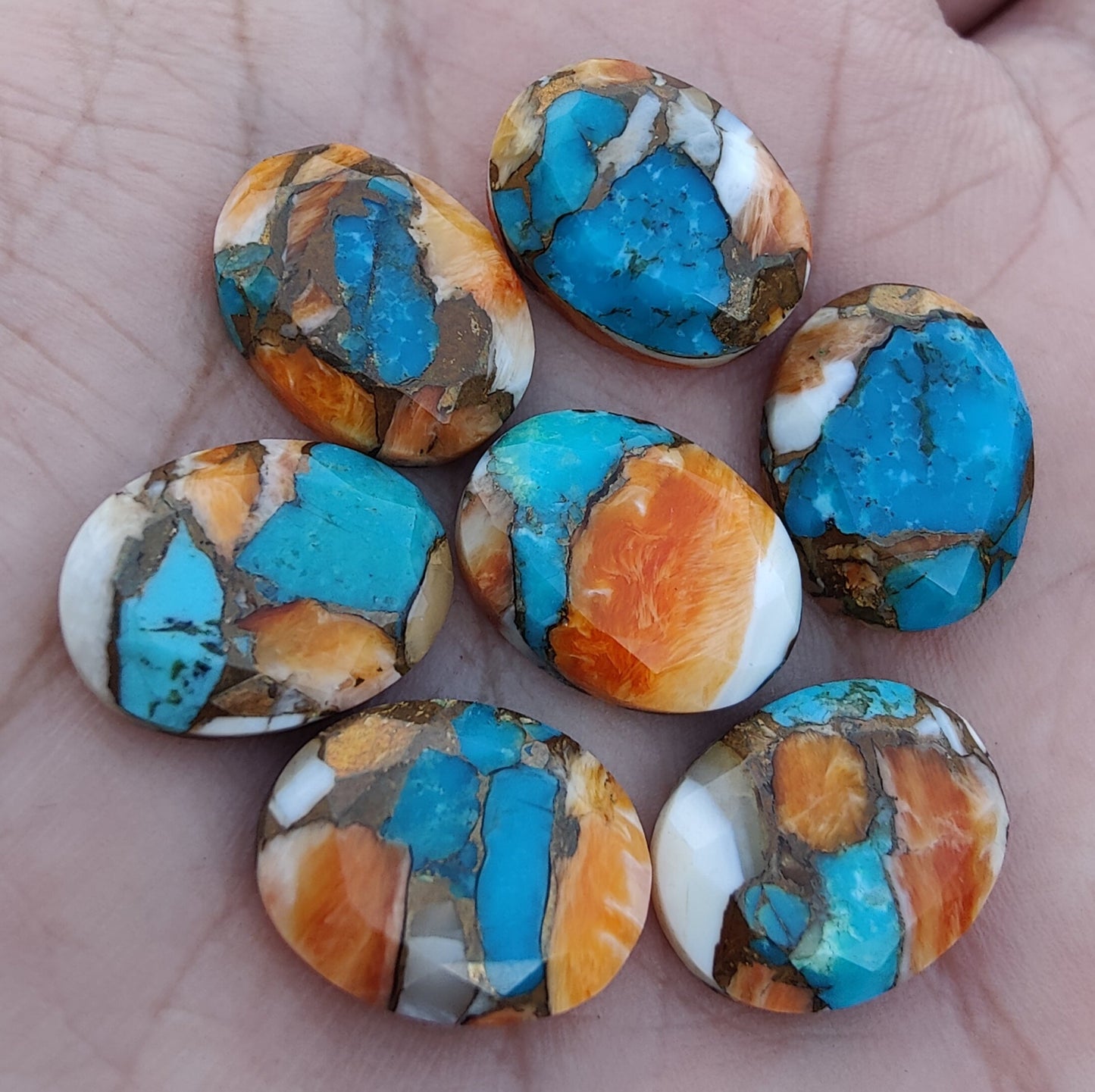 AAA+ QUALITY NATURAL OYSTER TURQUOISE OVAL SHAPE FACETED CUT FLAT BACK CALIBRATED WHOLESALE GEMSTONES, ALL SIZES AVAILABLE