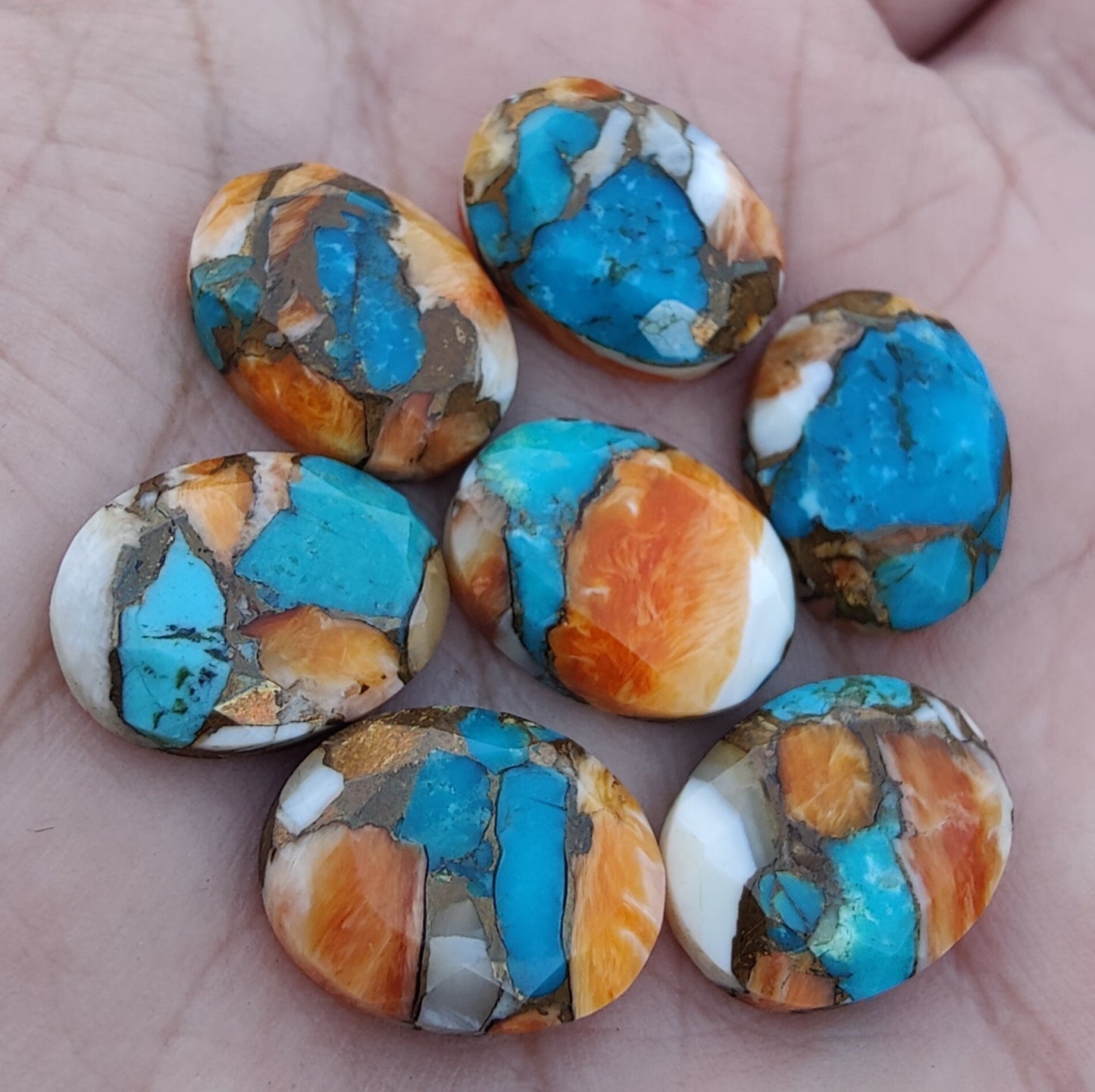 AAA+ QUALITY NATURAL OYSTER TURQUOISE OVAL SHAPE FACETED CUT FLAT BACK CALIBRATED WHOLESALE GEMSTONES, ALL SIZES AVAILABLE