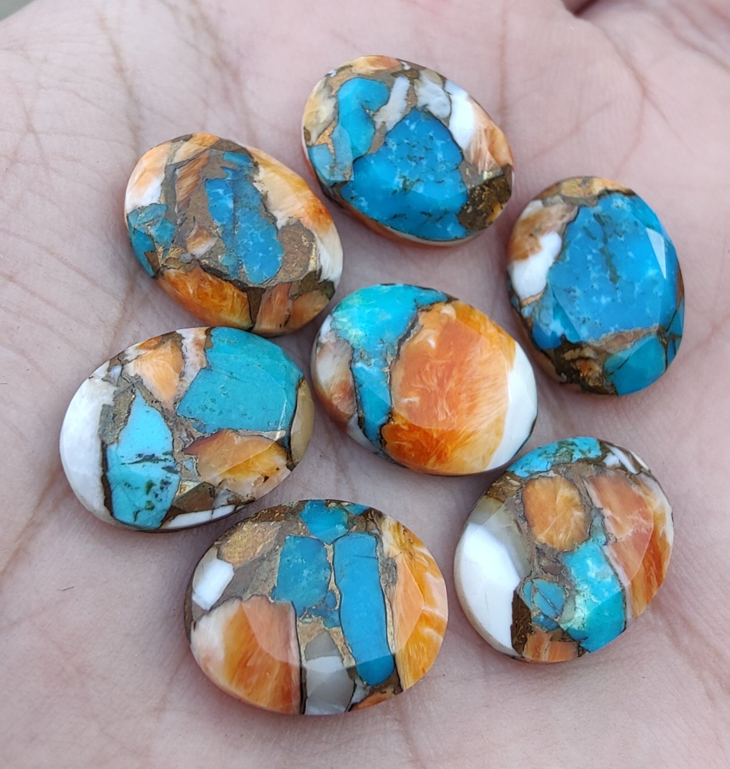 AAA+ QUALITY NATURAL OYSTER TURQUOISE OVAL SHAPE FACETED CUT FLAT BACK CALIBRATED WHOLESALE GEMSTONES, ALL SIZES AVAILABLE