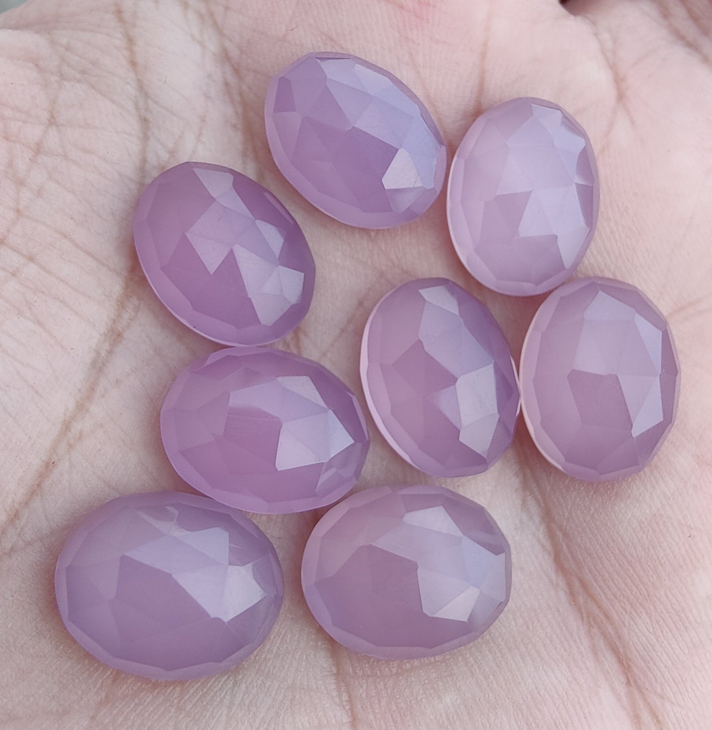 AAA+ QUALITY NATURAL LAVENDER CHALCEDONY OVAL SHAPE ROSE CUT FLAT BACK CALIRATED GEMSTONES, ALL SIZES AVAILABLE