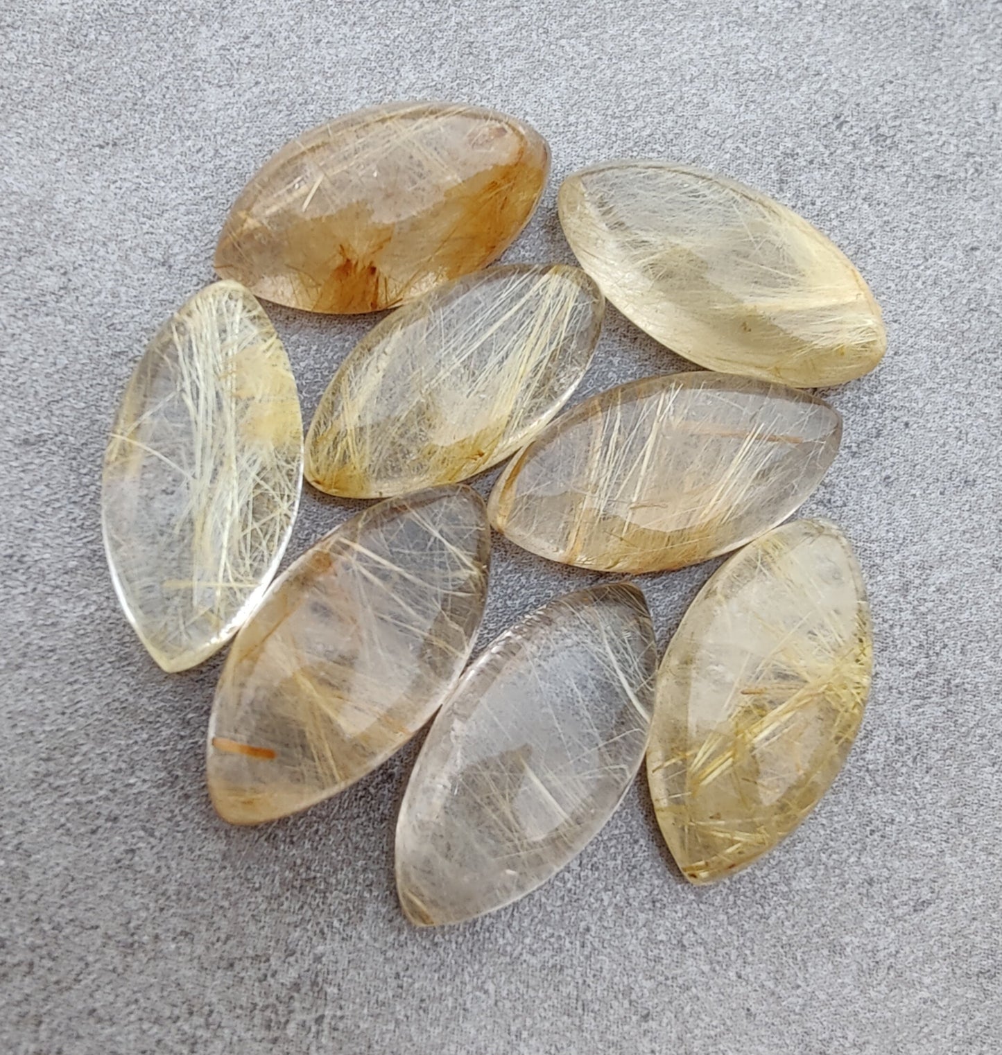 Natural Golden Rutile Marquise Shape Cabochon AAA+ Quality Flat Back Calibrated Wholesale Gemstones, All Sizes Available