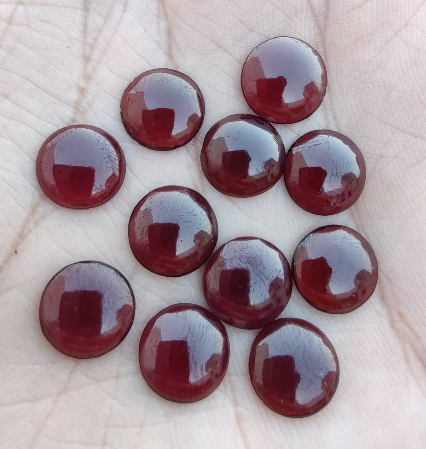 AAA+ QUALITY NATURAL GARNET ROUND SHAPE CABOCHON FLAT BACK CALIBRATED ROUND SHAPE GEMSTONES, ALL SIZES AVAILABLE