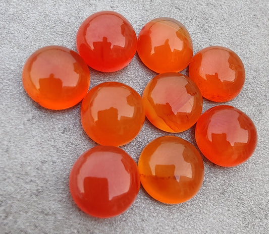 AAA+ QUALITY NATURAL CARNELIAN ROUND SHAPE CABOCHON FLAT BACK CALIBRATED GEMSTONES, ALL SIZES AVAILABLE
