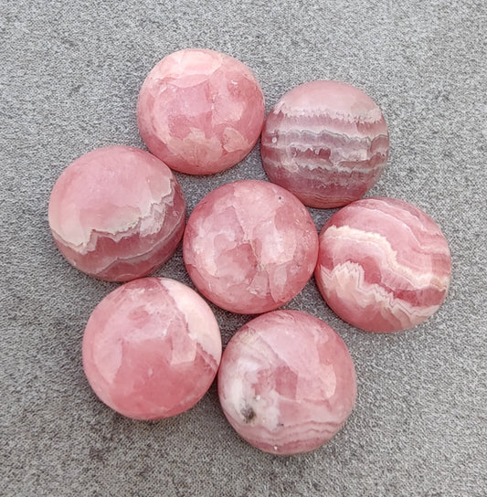 AAA+ QUALITY NATURAL RHODOCHROSITE ROUND SHAPE CABOCHON FLAT BACK CALIBRATED GEMSTONES, ALL SIZES AVAILABLE