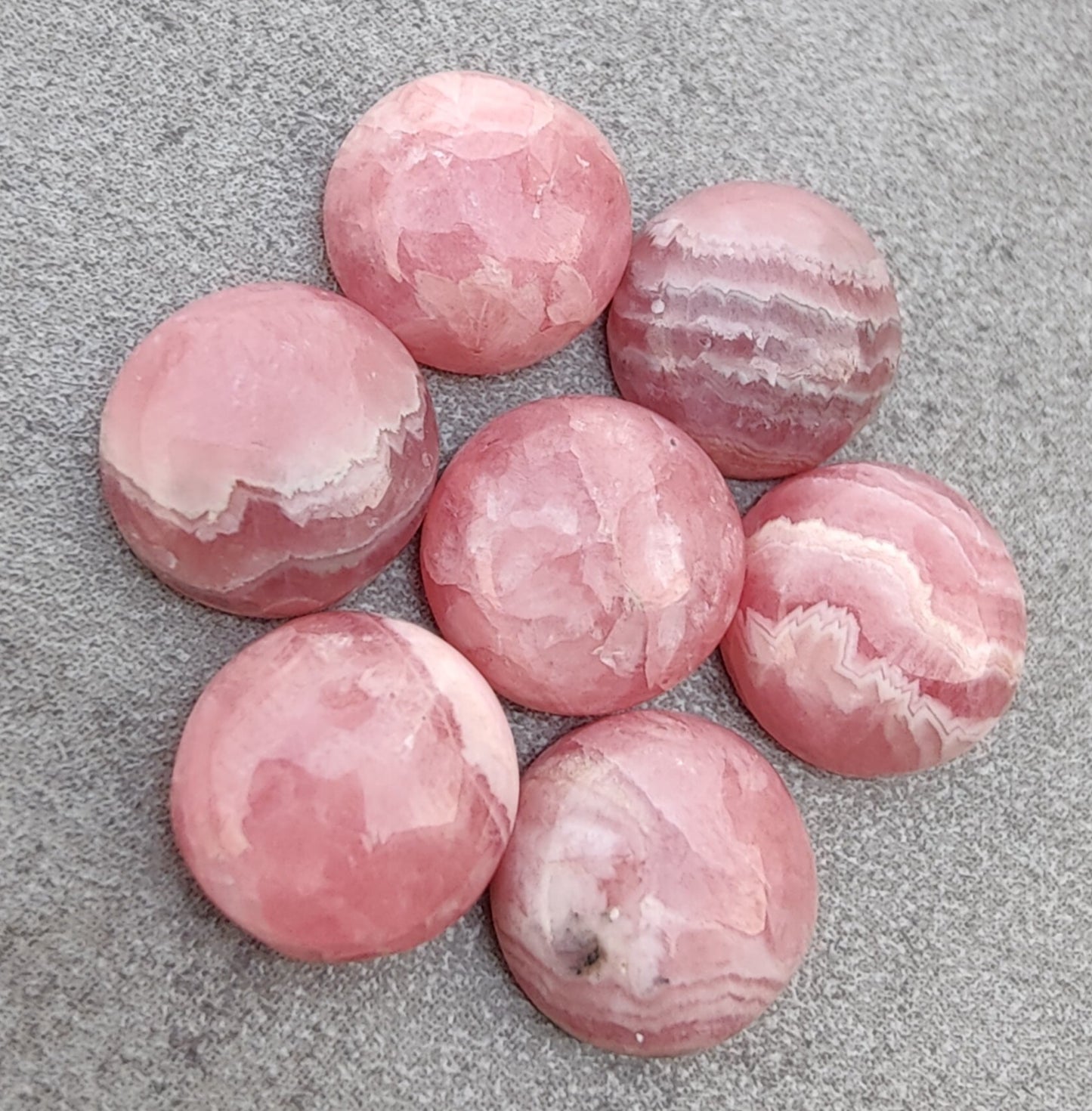 AAA+ QUALITY NATURAL RHODOCHROSITE ROUND SHAPE CABOCHON FLAT BACK CALIBRATED GEMSTONES, ALL SIZES AVAILABLE