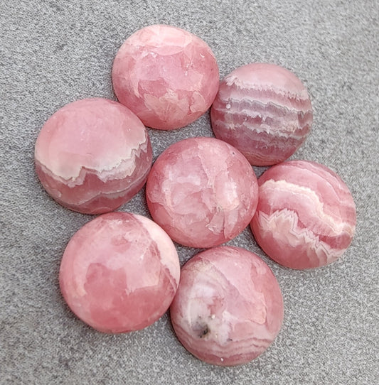AAA+ QUALITY NATURAL RHODOCHROSITE ROUND SHAPE CABOCHON FLAT BACK CALIBRATED GEMSTONES, ALL SIZES AVAILABLE