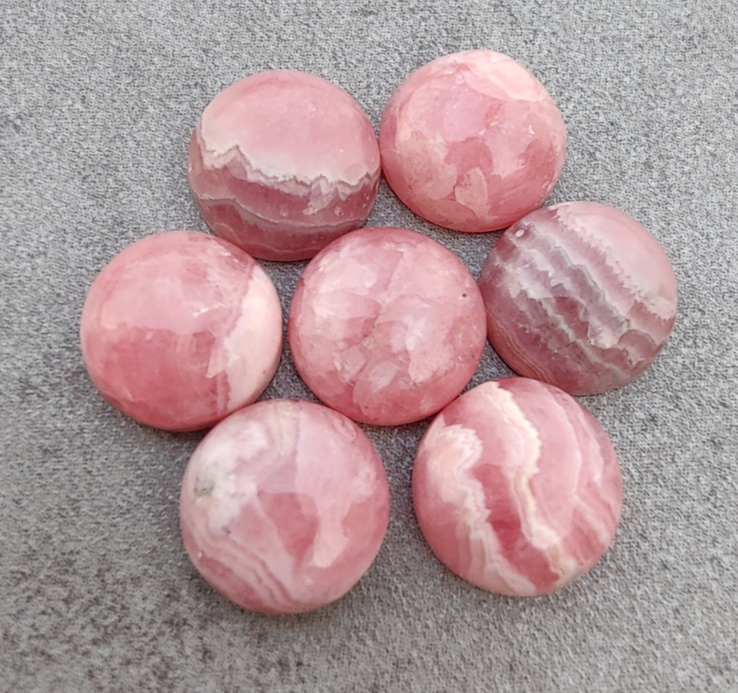 AAA+ QUALITY NATURAL RHODOCHROSITE ROUND SHAPE CABOCHON FLAT BACK CALIBRATED GEMSTONES, ALL SIZES AVAILABLE